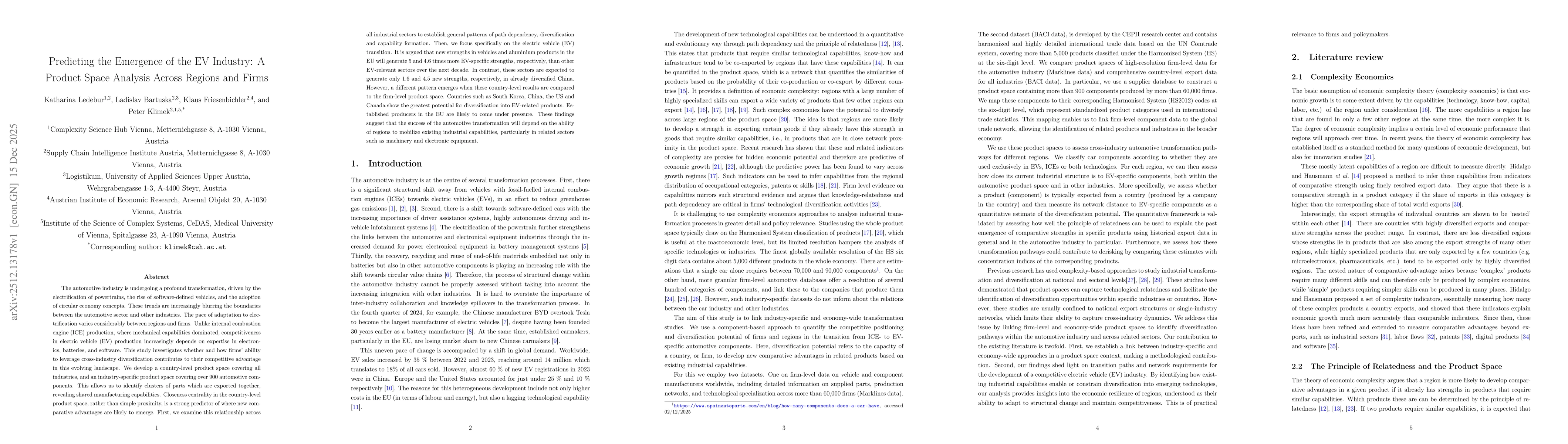 Thumbnail for Predicting the Emergence of the EV Industry: A Product Space Analysis Across Regions and Firms
