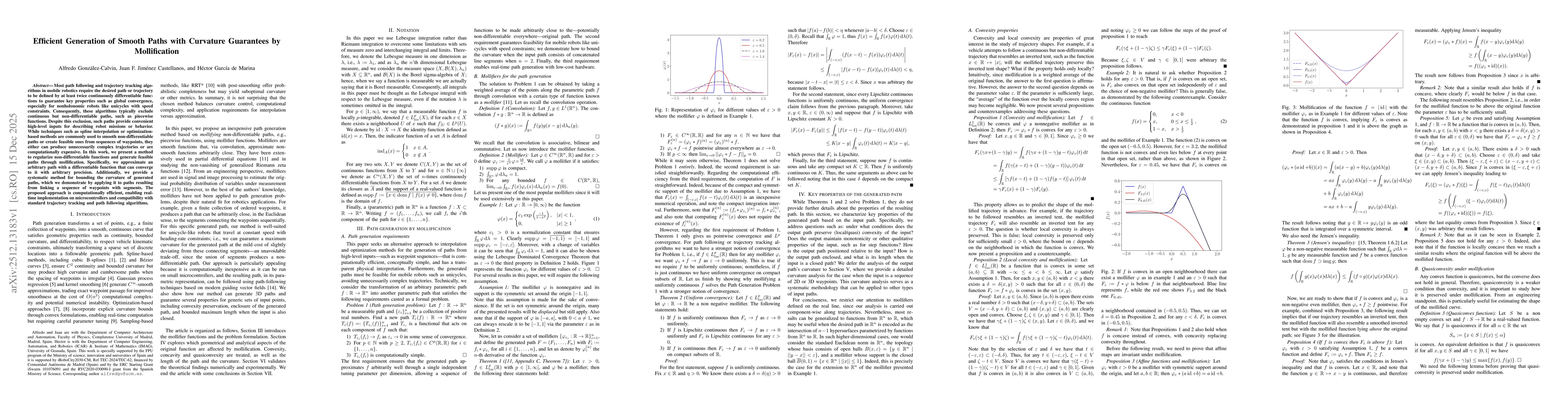 Thumbnail for Efficient Generation of Smooth Paths with Curvature Guarantees by Mollification