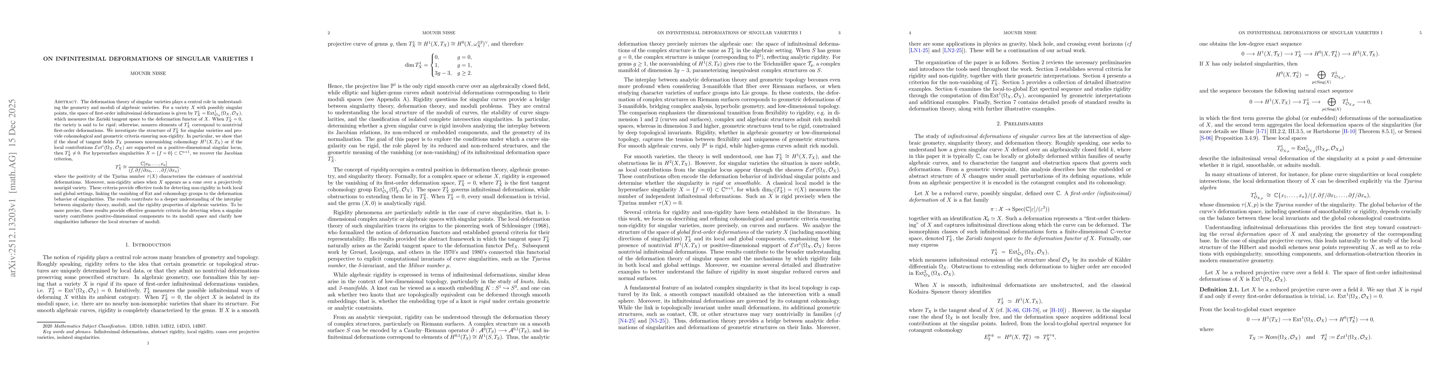 Thumbnail for On infinitesimal deformations of singular varieties I