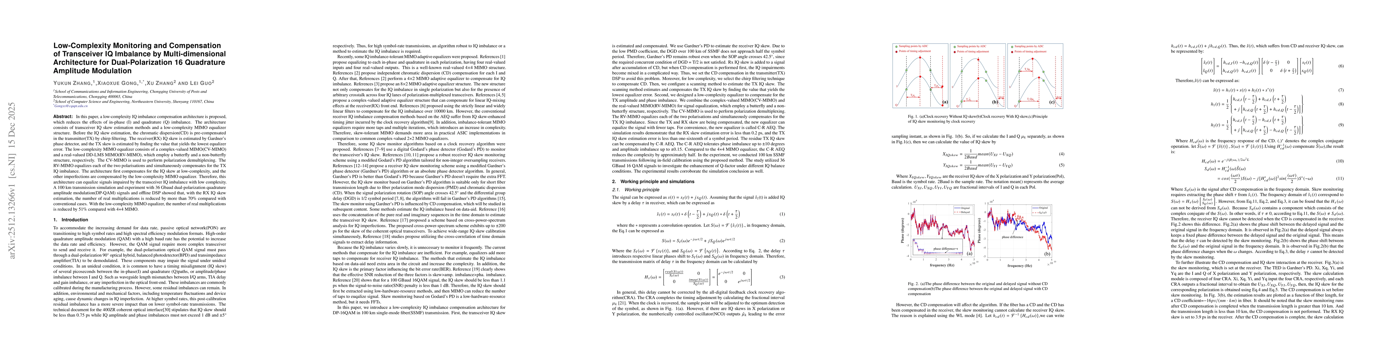 Thumbnail for Low-Complexity Monitoring and Compensation of Transceiver IQ Imbalance by Multi-dimensional Architecture for Dual-Polarization 16 Quadrature Amplitude Modulation