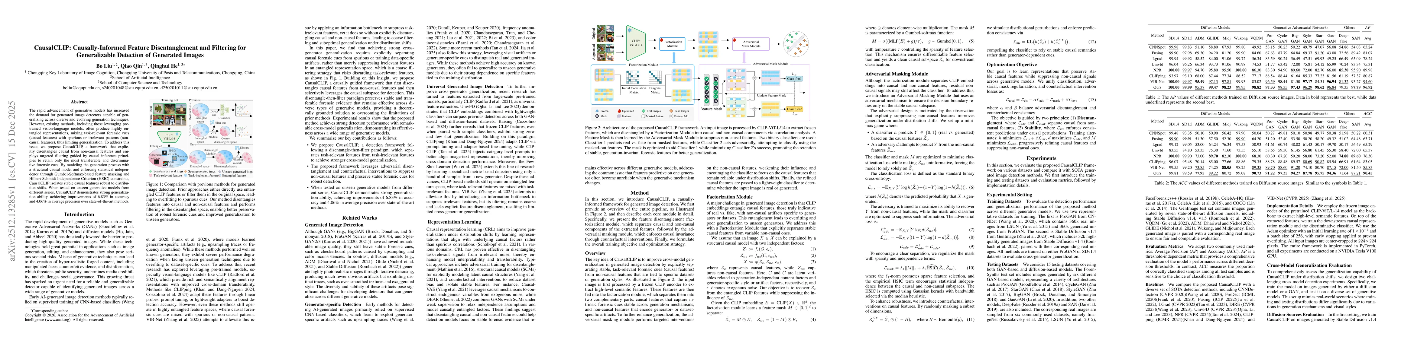 Thumbnail for CausalCLIP: Causally-Informed Feature Disentanglement and Filtering for Generalizable Detection of Generated Images
