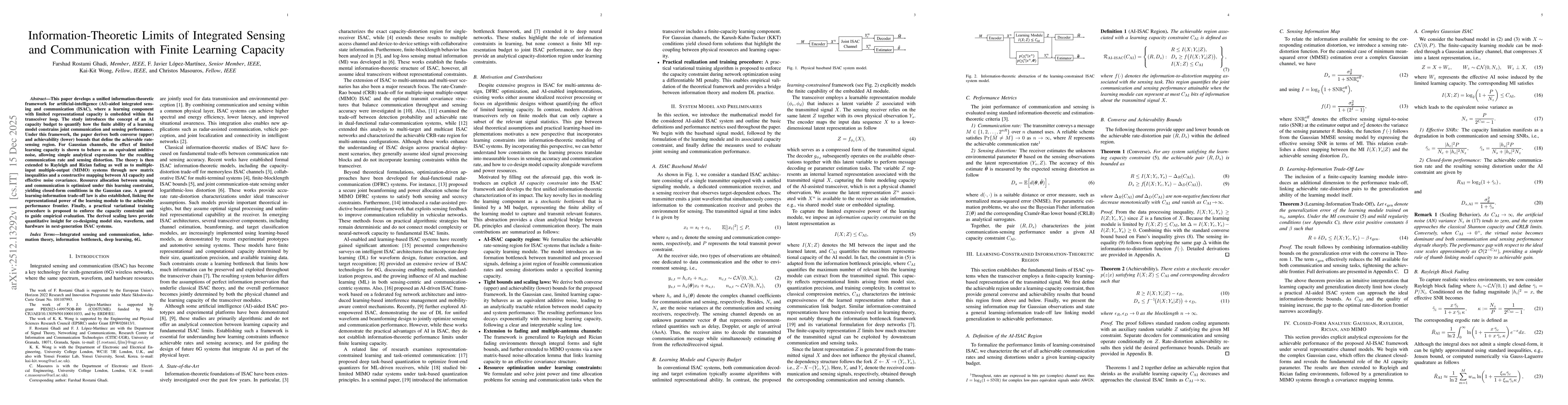Thumbnail for Information-Theoretic Limits of Integrated Sensing and Communication with Finite Learning Capacity