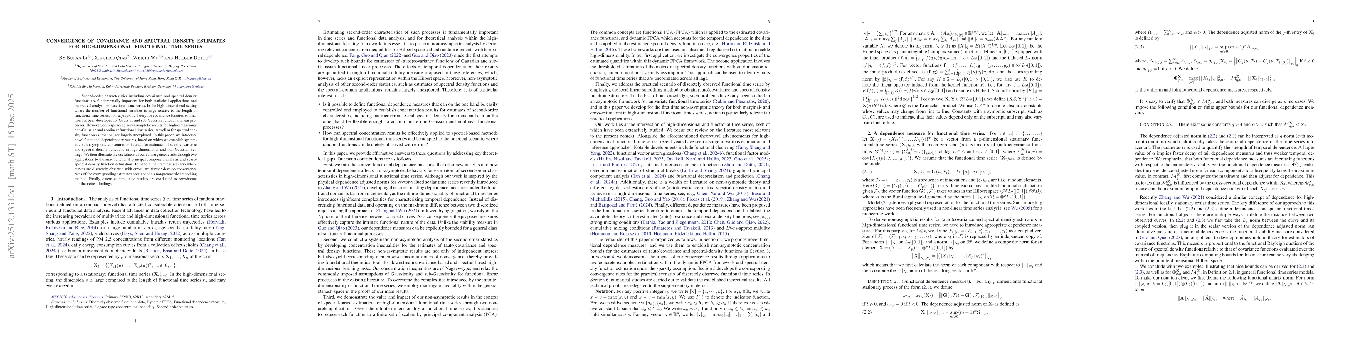 Thumbnail for Convergence of covariance and spectral density estimates for high-dimensional functional time series