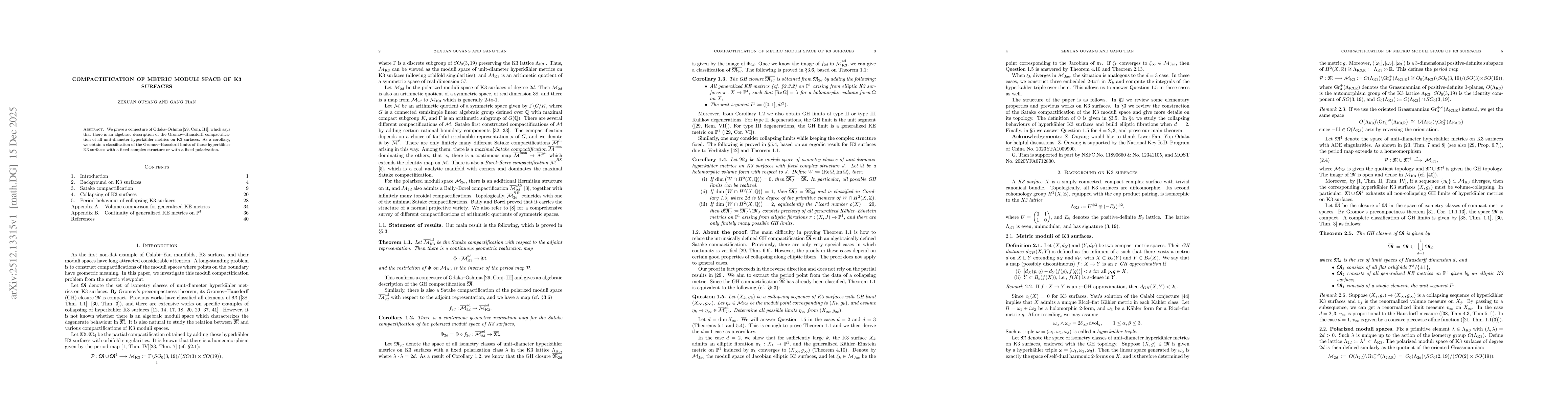 Thumbnail for Compactification of metric moduli space of $K3$ surfaces