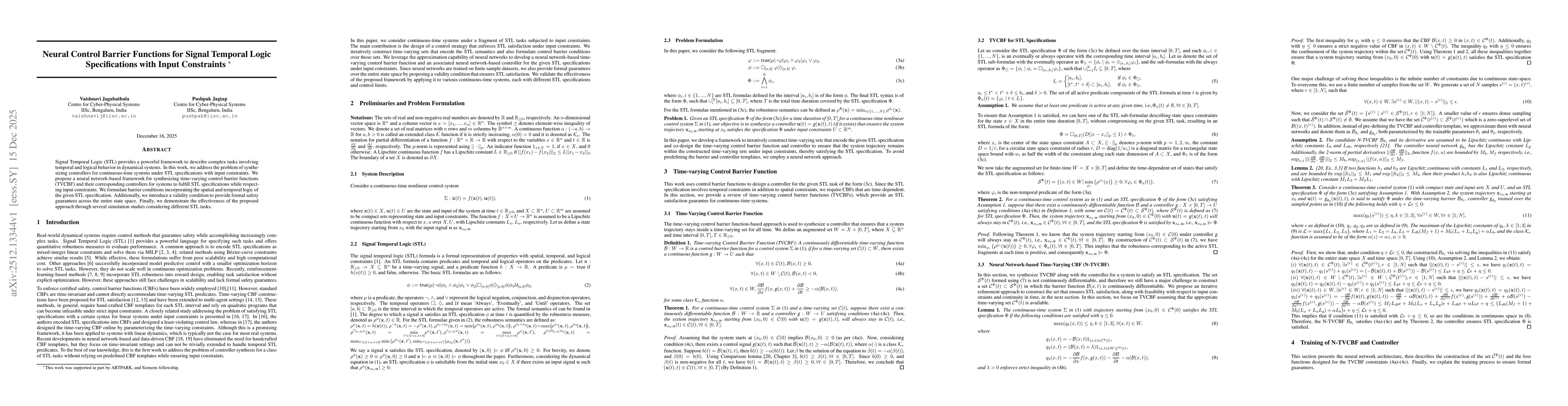 Thumbnail for Neural Control Barrier Functions for Signal Temporal Logic Specifications with Input Constraints