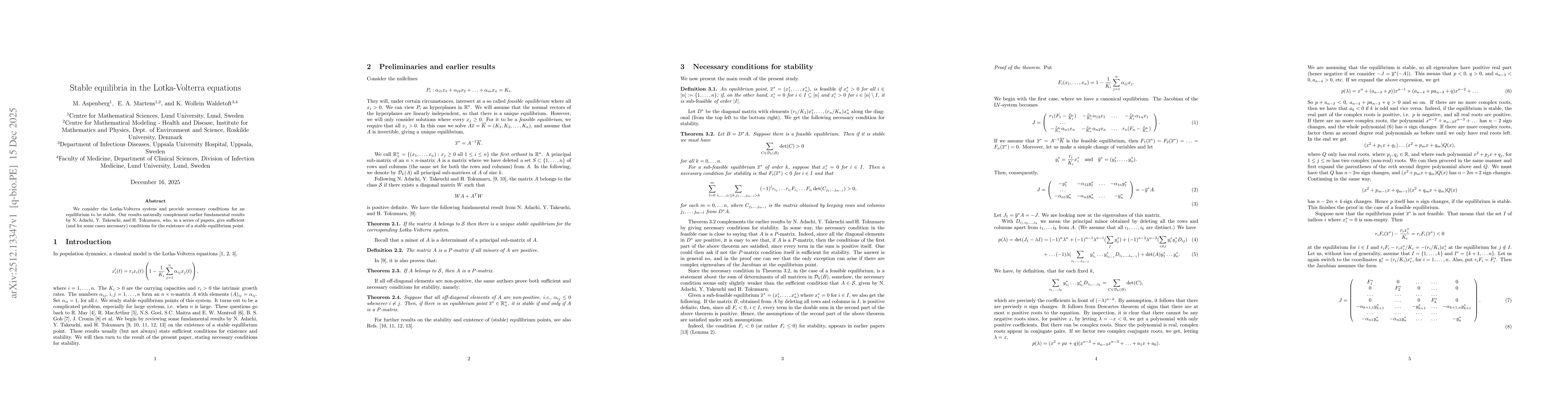 Thumbnail for Stable equilibria in the Lotka-Volterra equations