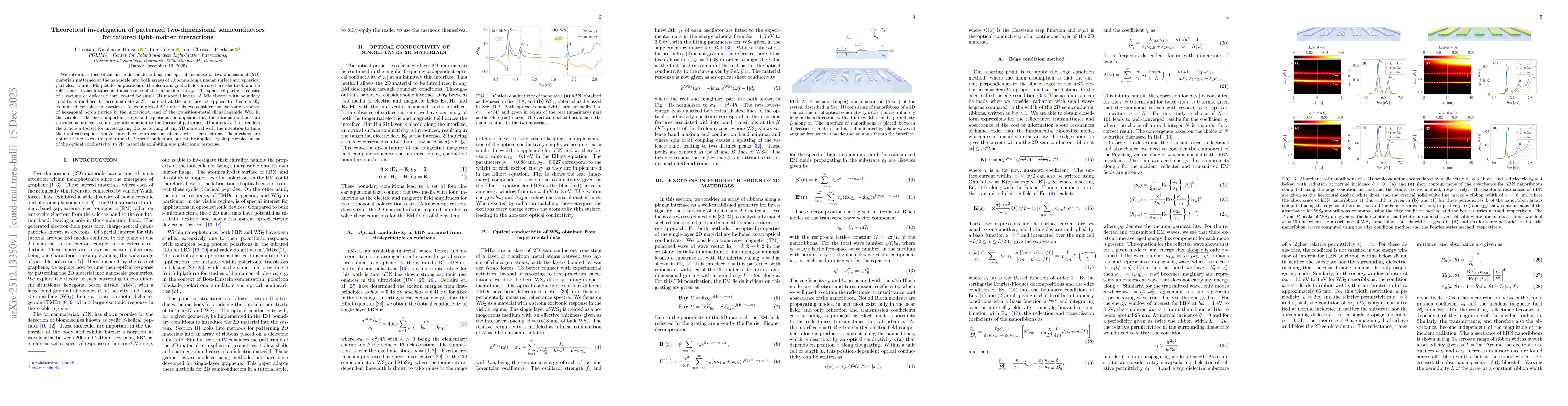 Thumbnail for Theoretical investigation of patterned two-dimensional semiconductors for tailored light--matter interactions