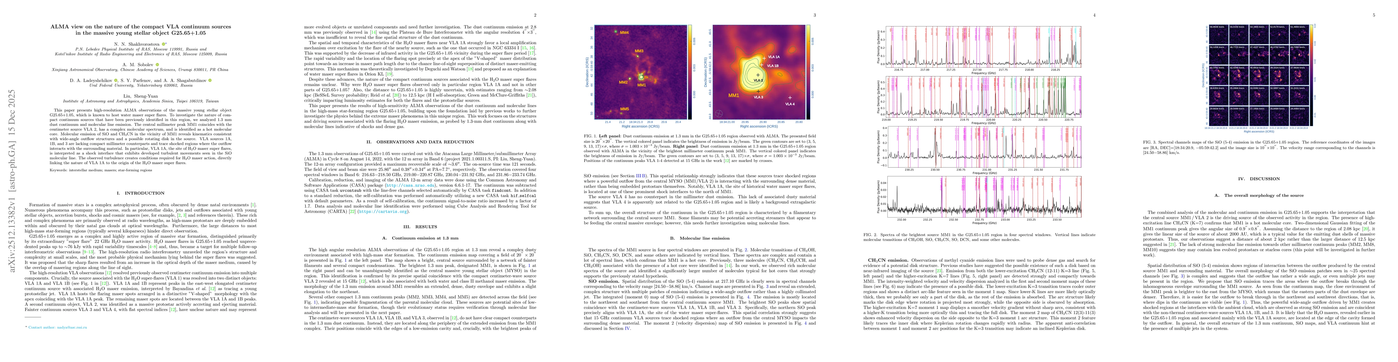 Thumbnail for ALMA view on the nature of the compact VLA continuum sources in the massive young stellar object G25.65+1.05