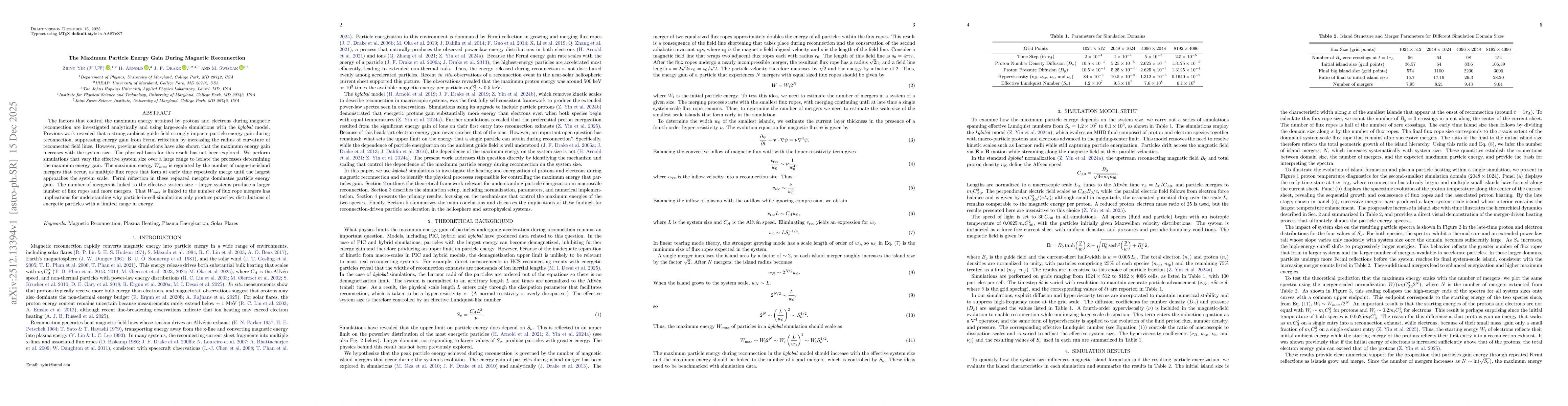 Thumbnail for The Maximum Particle Energy Gain During Magnetic Reconnection