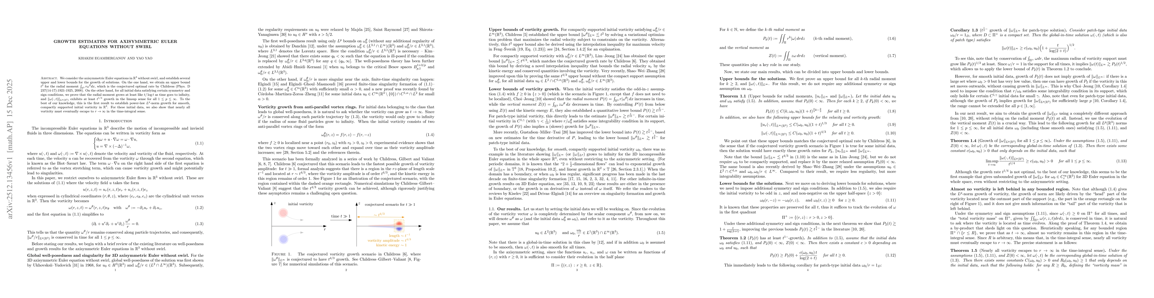 Thumbnail for Growth estimates for axisymmetric Euler equations without swirl