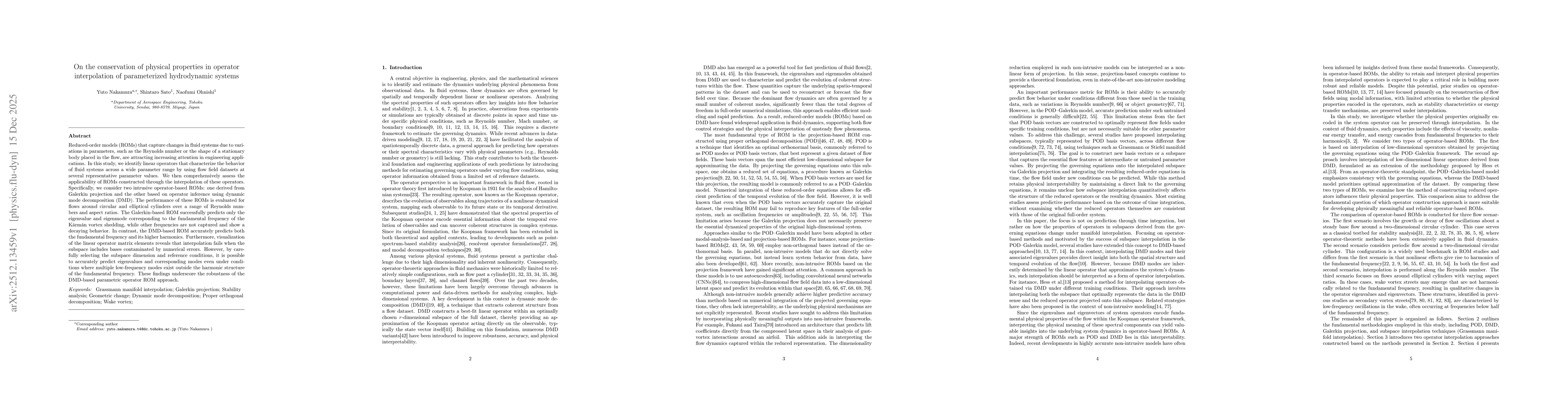 Thumbnail for On the conservation of physical properties in operator interpolation of parameterized hydrodynamic systems
