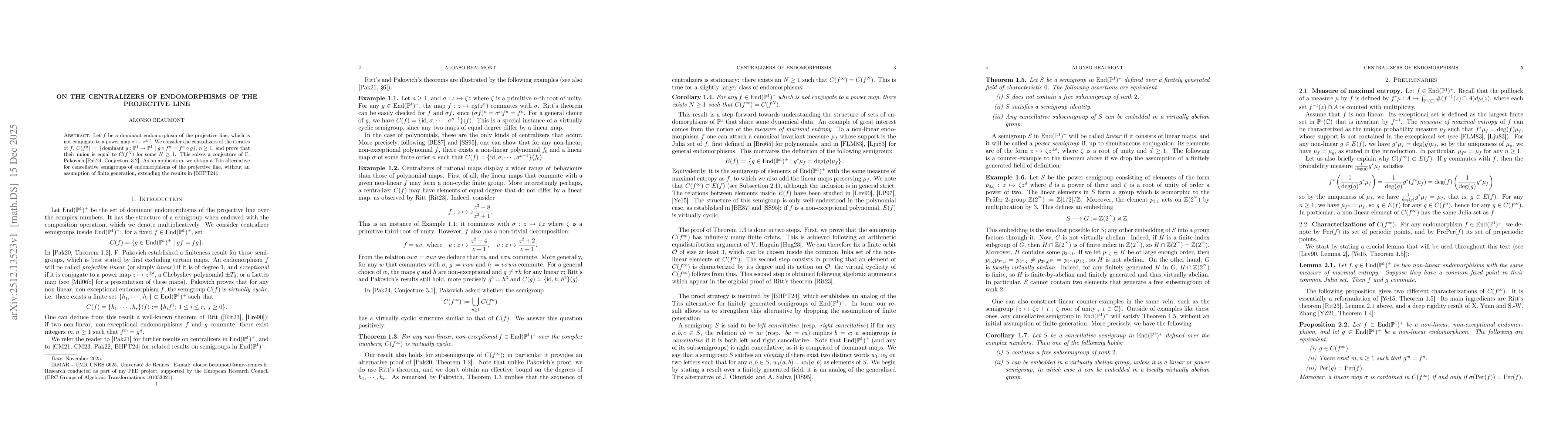 Thumbnail for On the centralizers of endomorphisms of the projective line