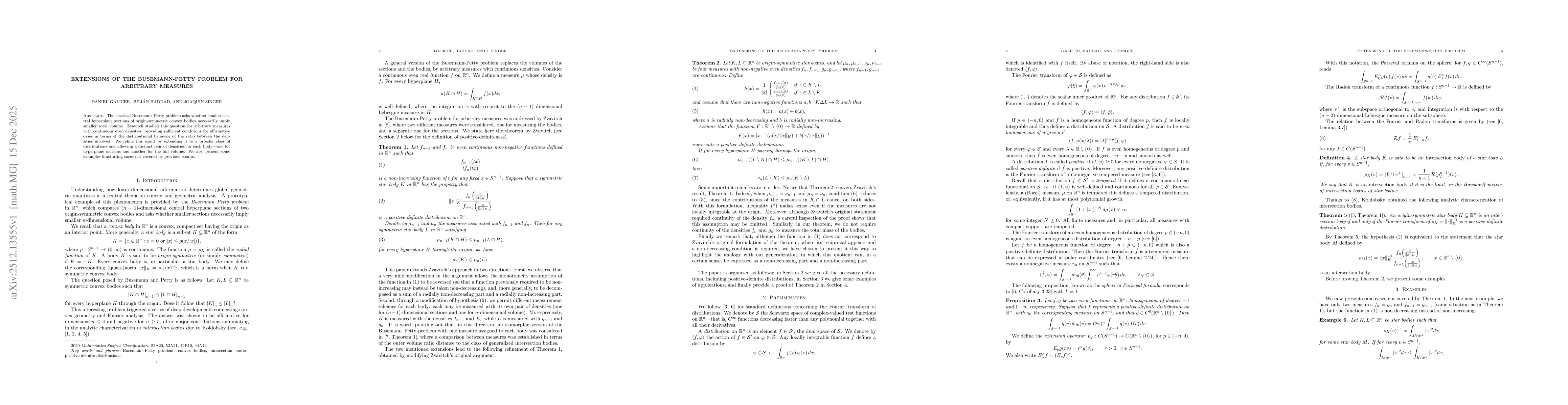 Thumbnail for Extensions of the Busemann-Petty Problem for Arbitrary Measures