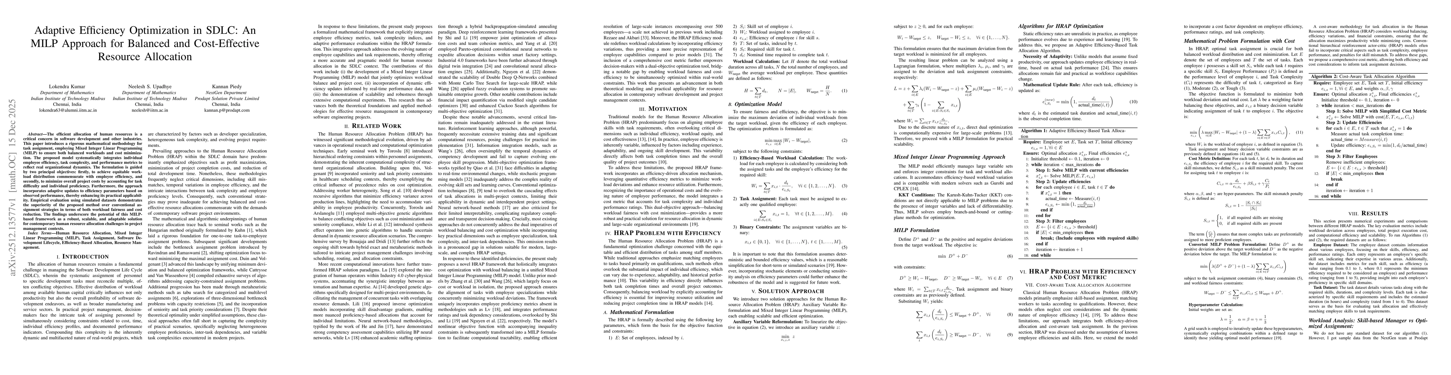 Thumbnail for Adaptive Efficiency Optimization in SDLC: An MILP Approach for Balanced and Cost-Effective Resource Allocation