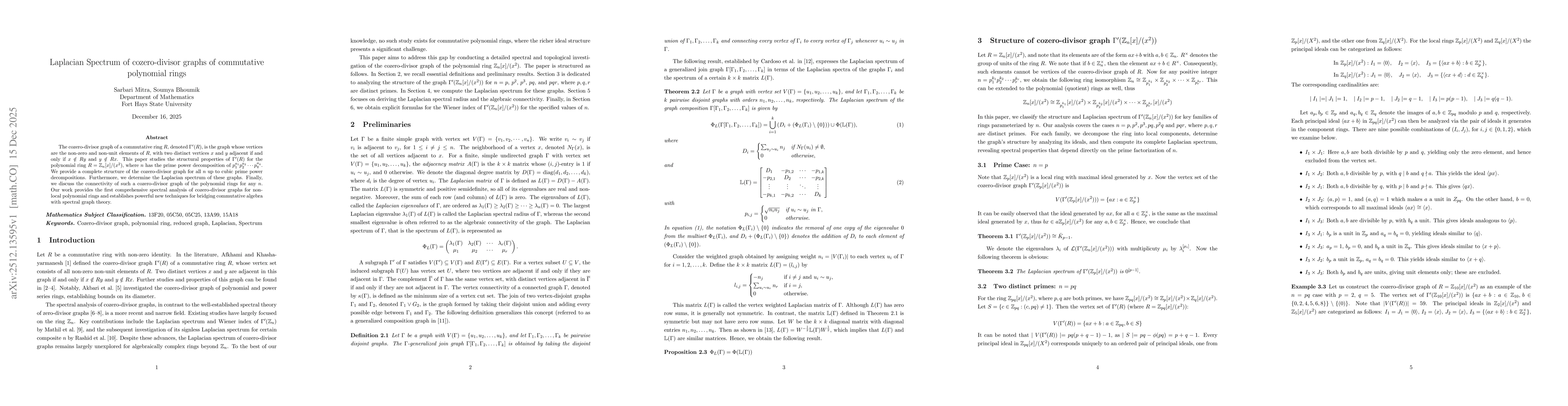 Thumbnail for Laplacian Spectrum of cozero-divisor graphs of commutative polynomial rings