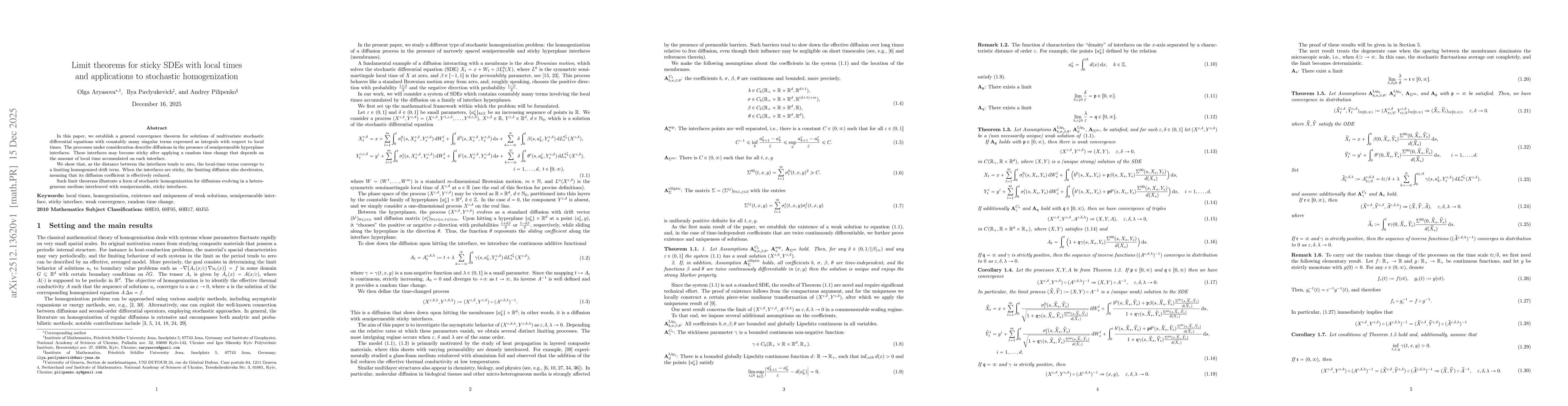 Thumbnail for Limit theorems for sticky SDEs with local times and applications to stochastic homogenization