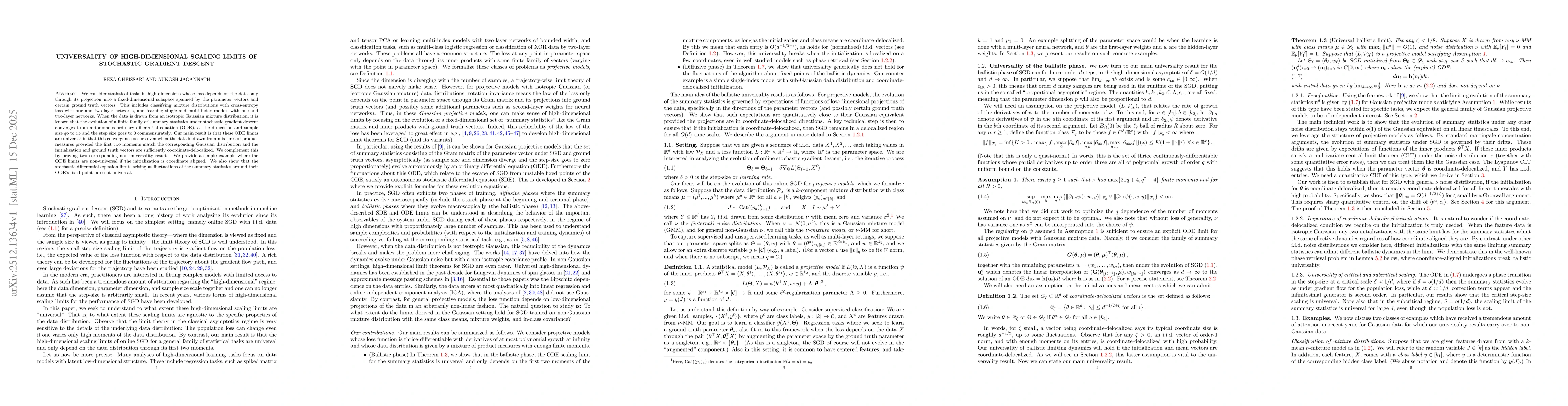 Thumbnail for Universality of high-dimensional scaling limits of stochastic gradient descent