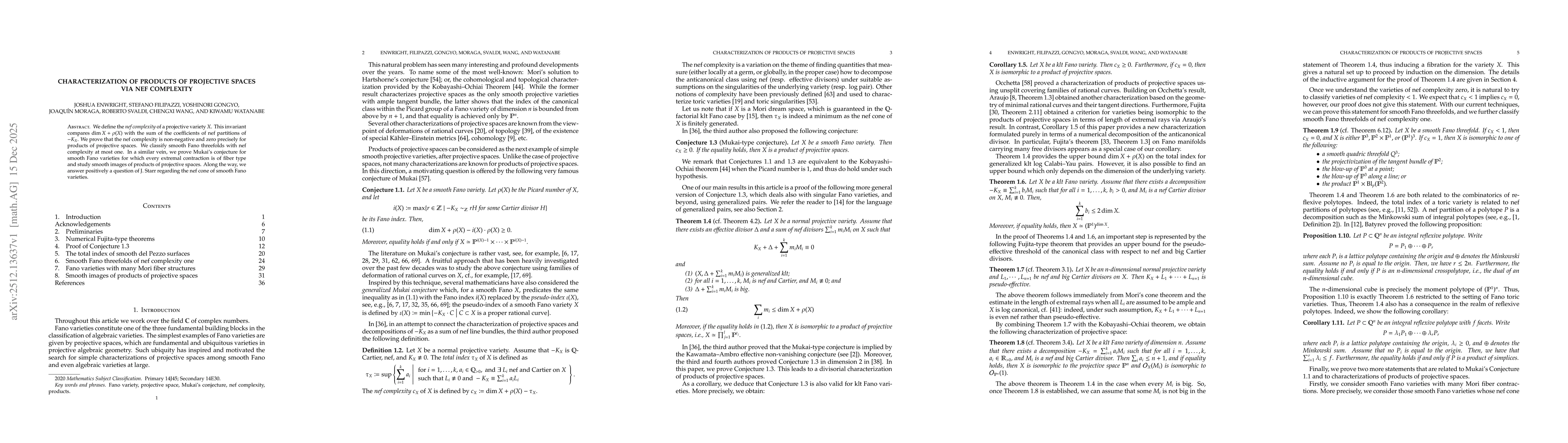 Thumbnail for Characterization of products of projective spaces via nef complexity