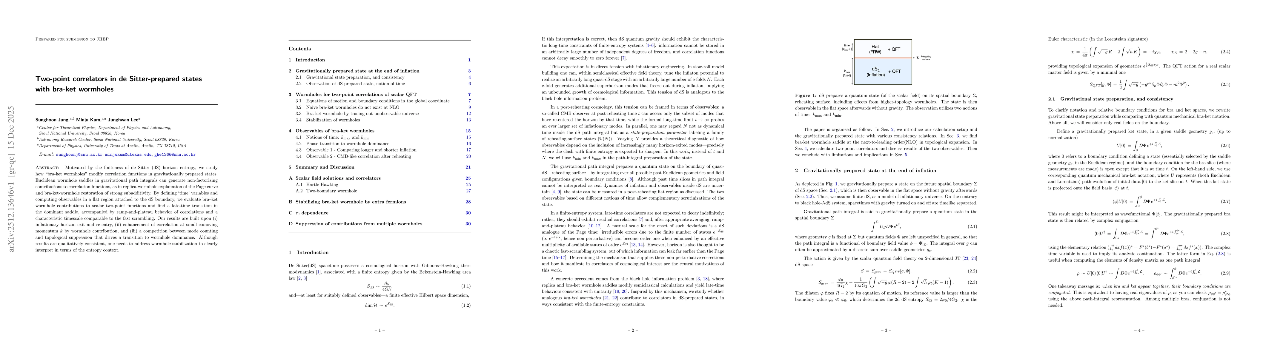 Thumbnail for Two-point correlators in de Sitter-prepared states with bra-ket wormholes