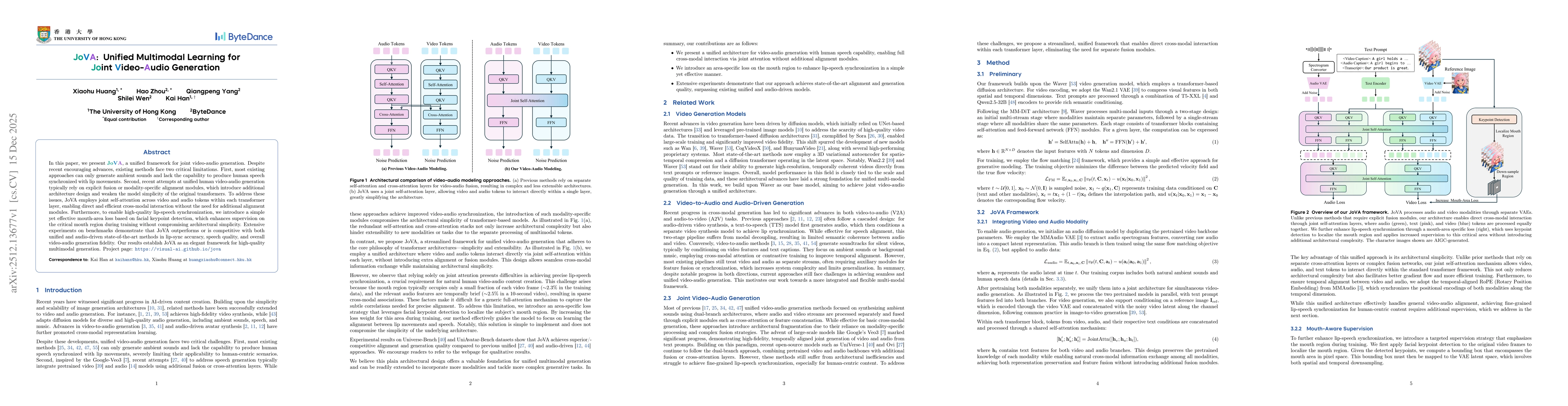 Thumbnail for JoVA: Unified Multimodal Learning for Joint Video-Audio Generation