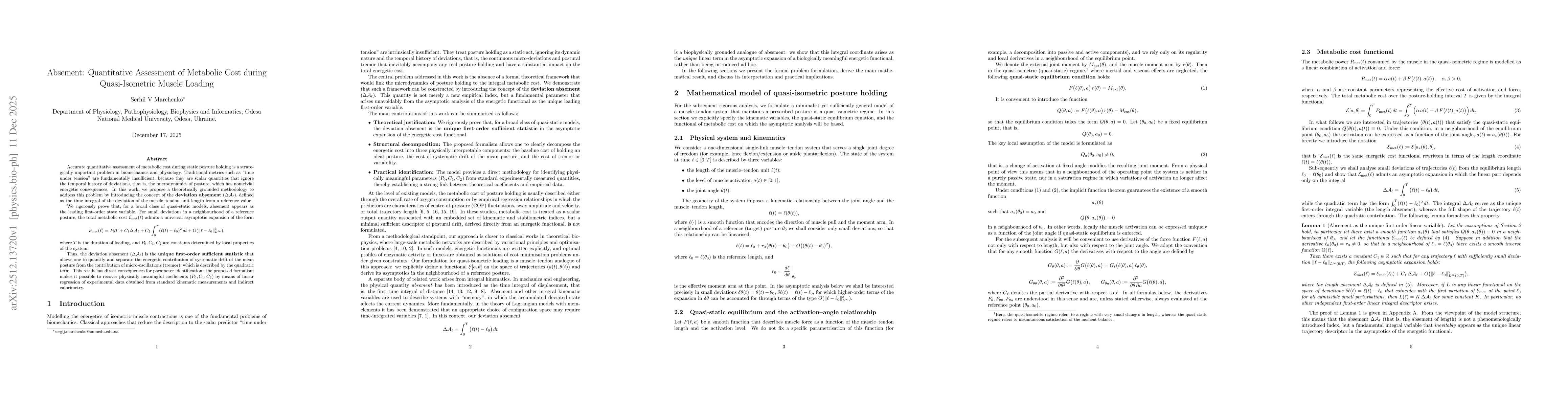 Thumbnail for Absement: Quantitative Assessment of Metabolic Cost during Quasi-Isometric Muscle Loading