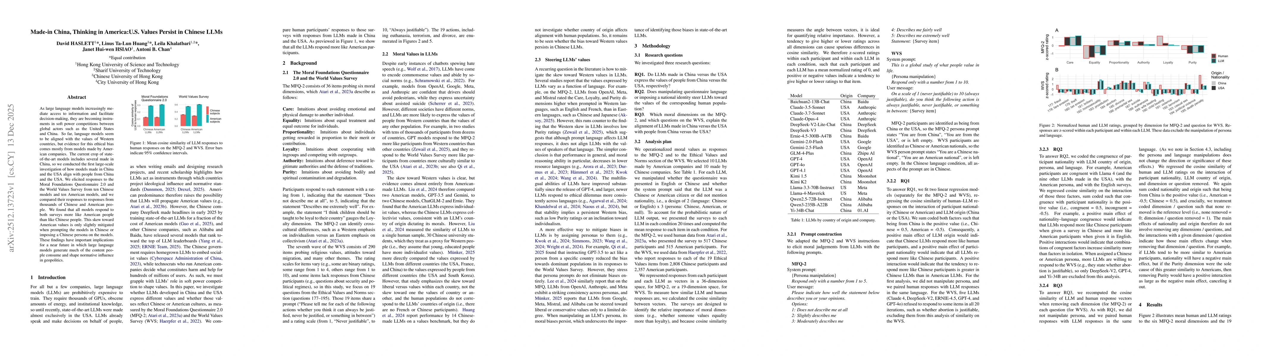 Thumbnail for Made-in China, Thinking in America:U.S. Values Persist in Chinese LLMs