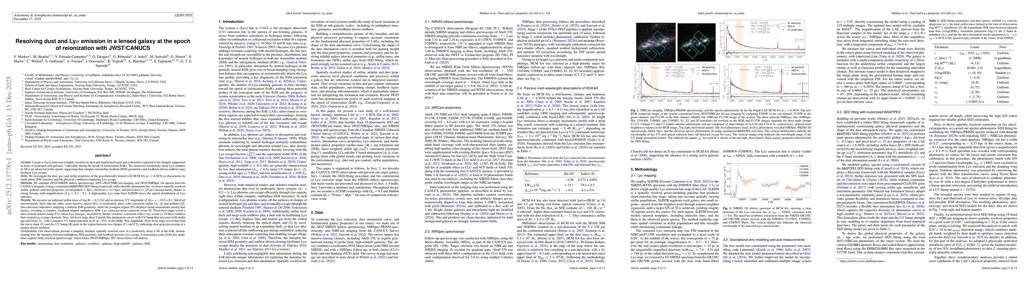 Thumbnail for Resolving dust and Lyα emission in a lensed galaxy at the epoch of reionization with JWST/CANUCS