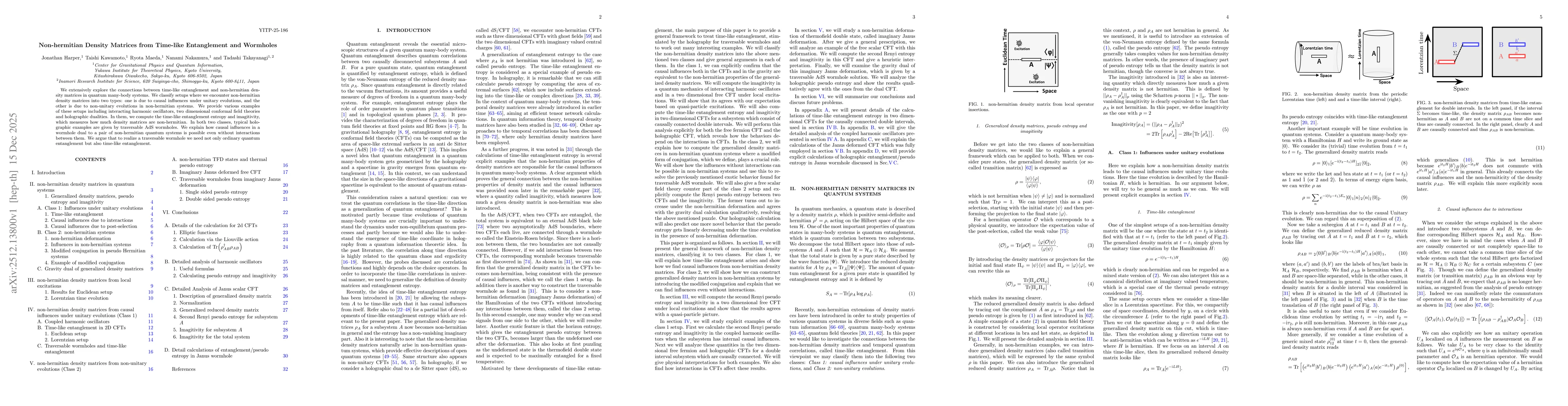 Thumbnail for Non-hermitian Density Matrices from Time-like Entanglement and Wormholes