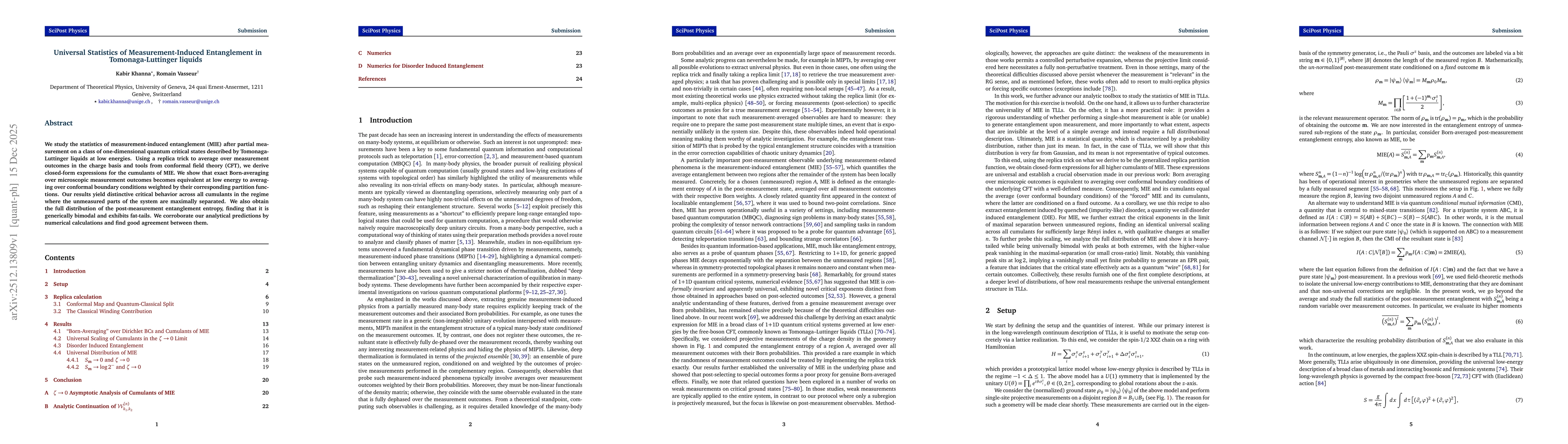 Thumbnail for Universal Statistics of Measurement-Induced Entanglement in Tomonaga-Luttinger liquids