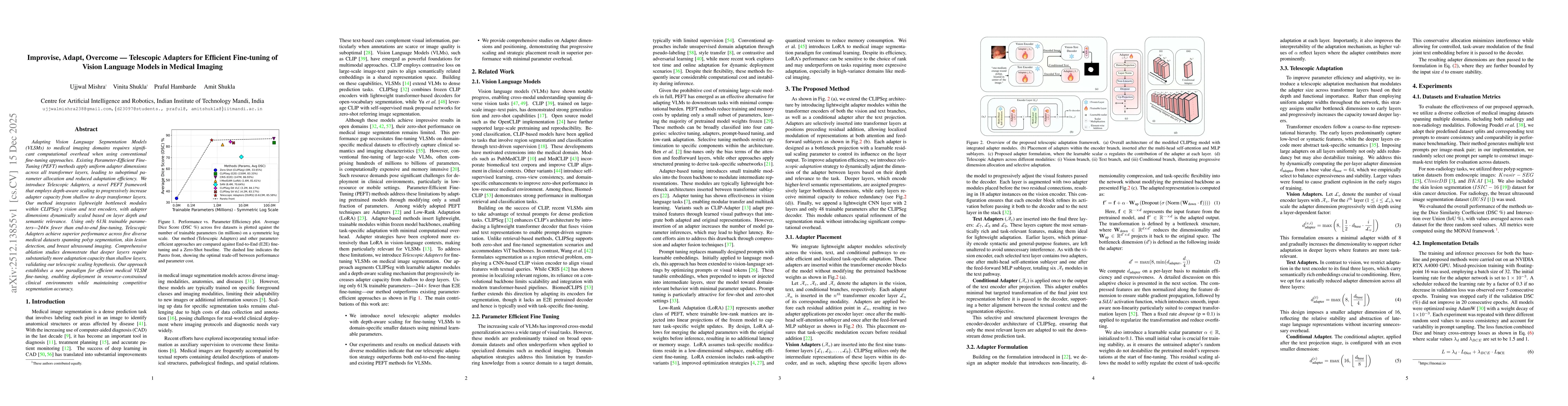 Thumbnail for Improvise, Adapt, Overcome -- Telescopic Adapters for Efficient Fine-tuning of Vision Language Models in Medical Imaging