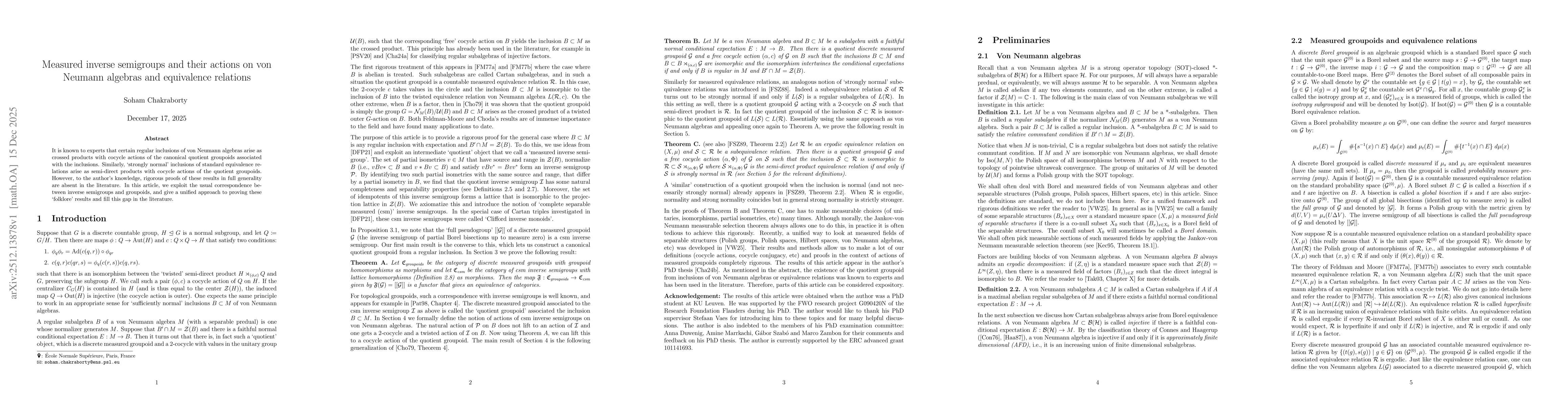 Thumbnail for Measured inverse semigroups and their actions on von Neumann algebras and equivalence relations