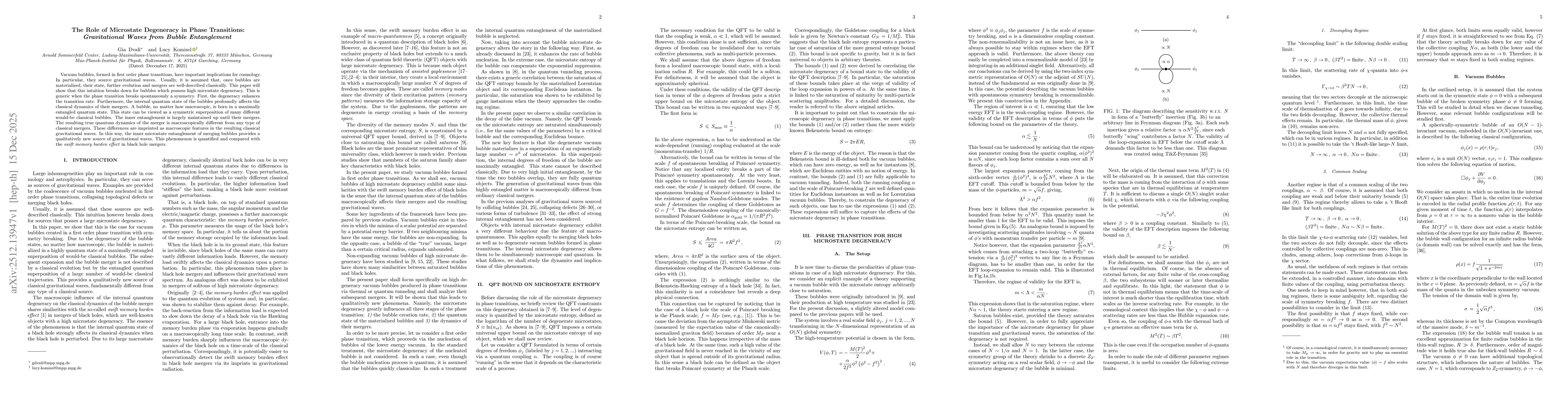 Thumbnail for The Role of Microstate Degeneracy in Phase Transitions: Gravitational Waves from Bubble Entanglement
