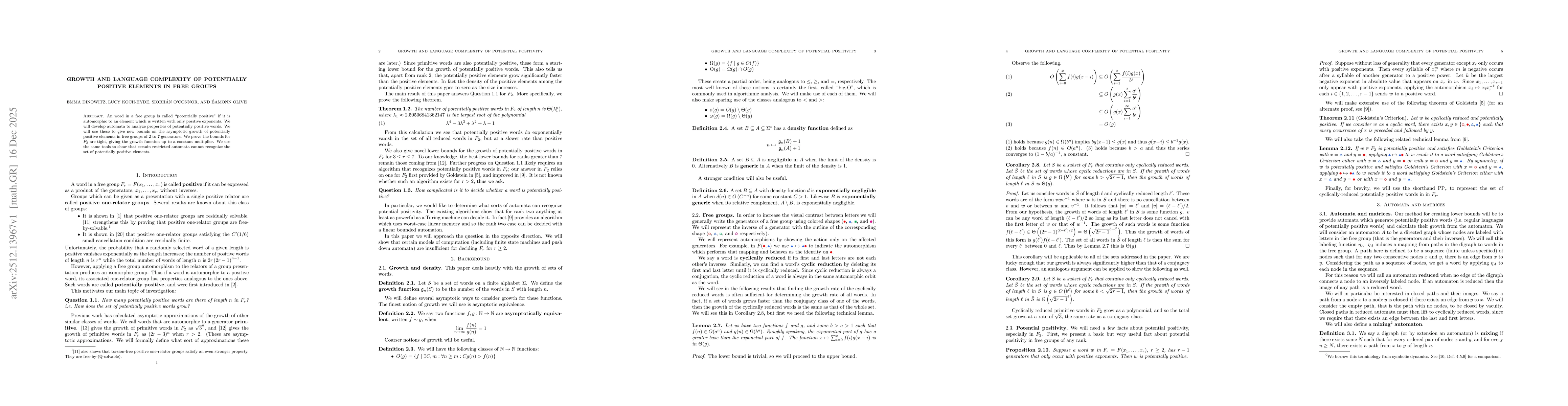 Thumbnail for Growth and Language Complexity of Potentially Positive Elements of Free Groups