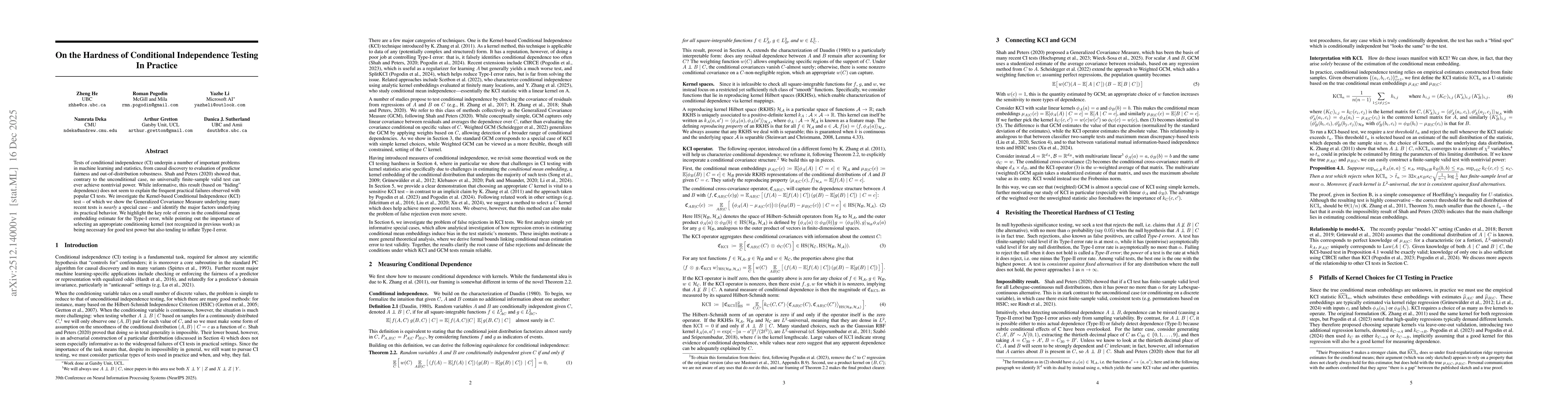 Thumbnail for On the Hardness of Conditional Independence Testing In Practice
