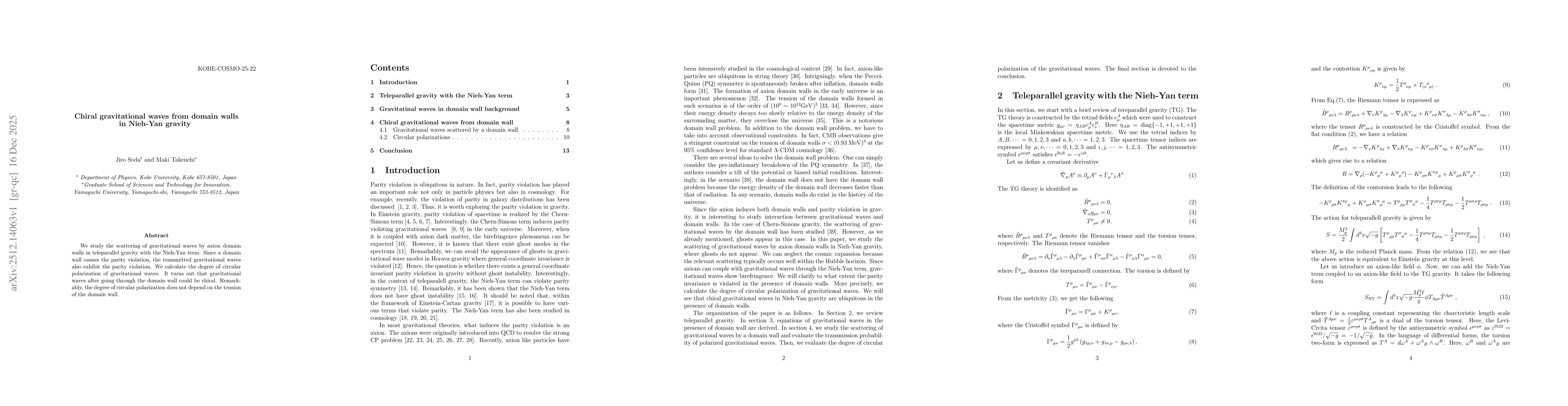 Thumbnail for Chiral gravitational waves from domain walls in Nieh-Yan gravity