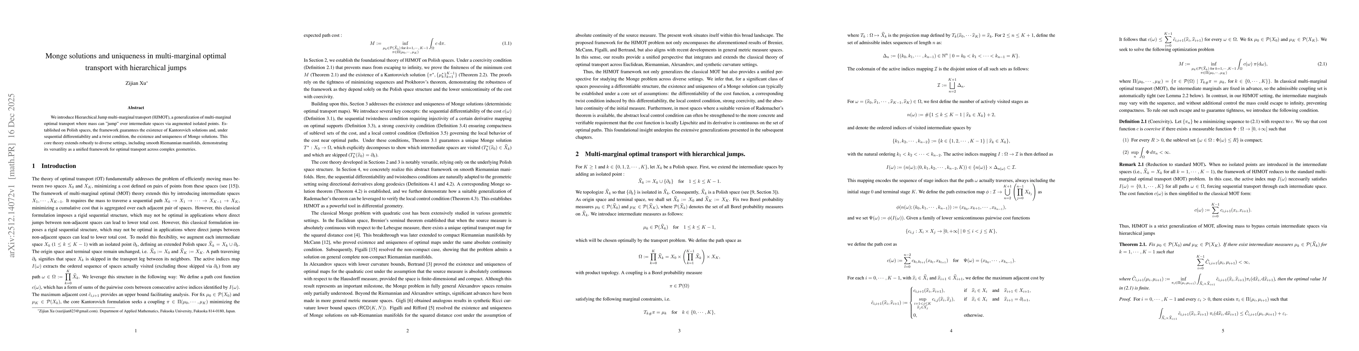 Thumbnail for Monge solutions and uniqueness in multi-marginal optimal transport with hierarchical jumps