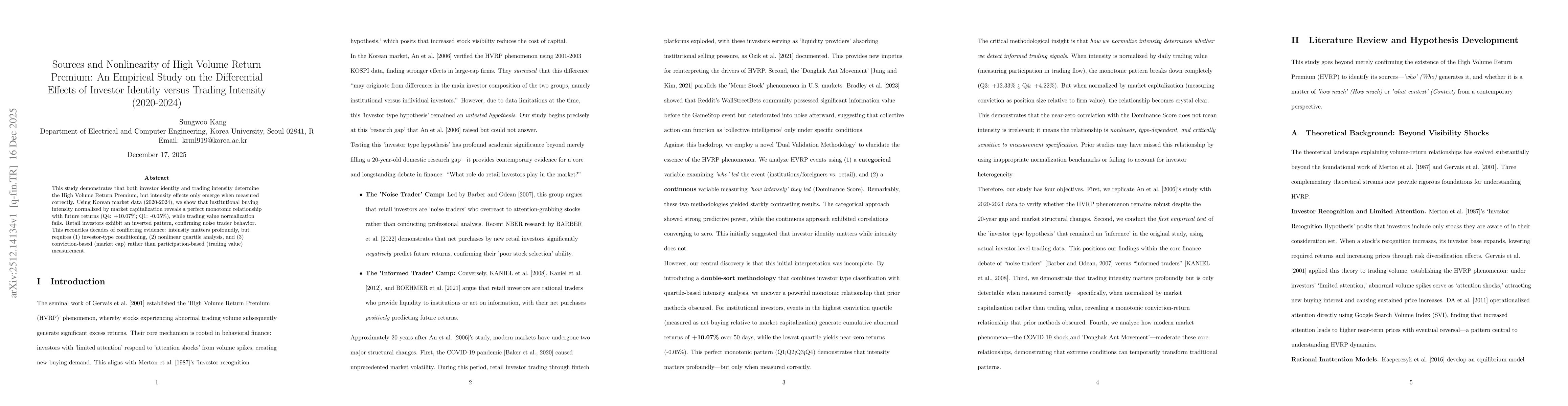 Thumbnail for Sources and Nonlinearity of High Volume Return Premium: An Empirical Study on the Differential Effects of Investor Identity versus Trading Intensity (2020-2024)