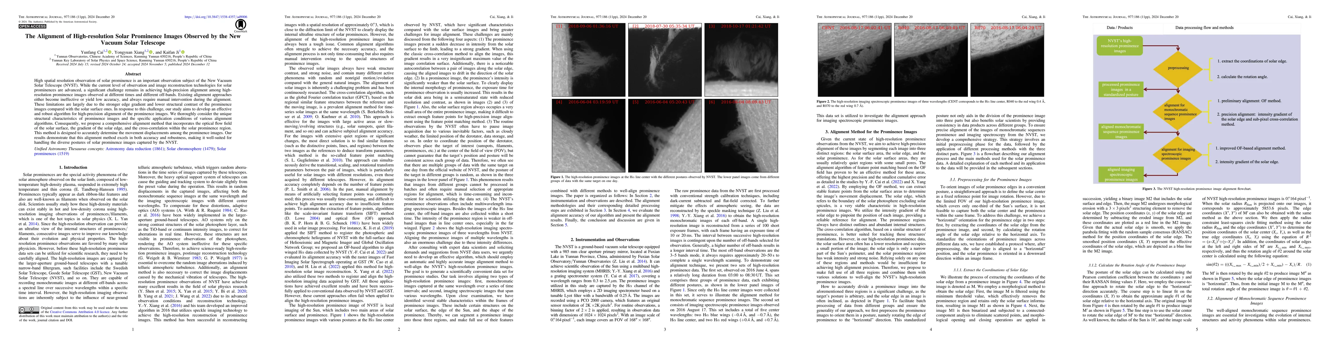 Thumbnail for The Alignment of High-resolution Solar Prominence Images Observed by the New Vacuum Solar Telescope