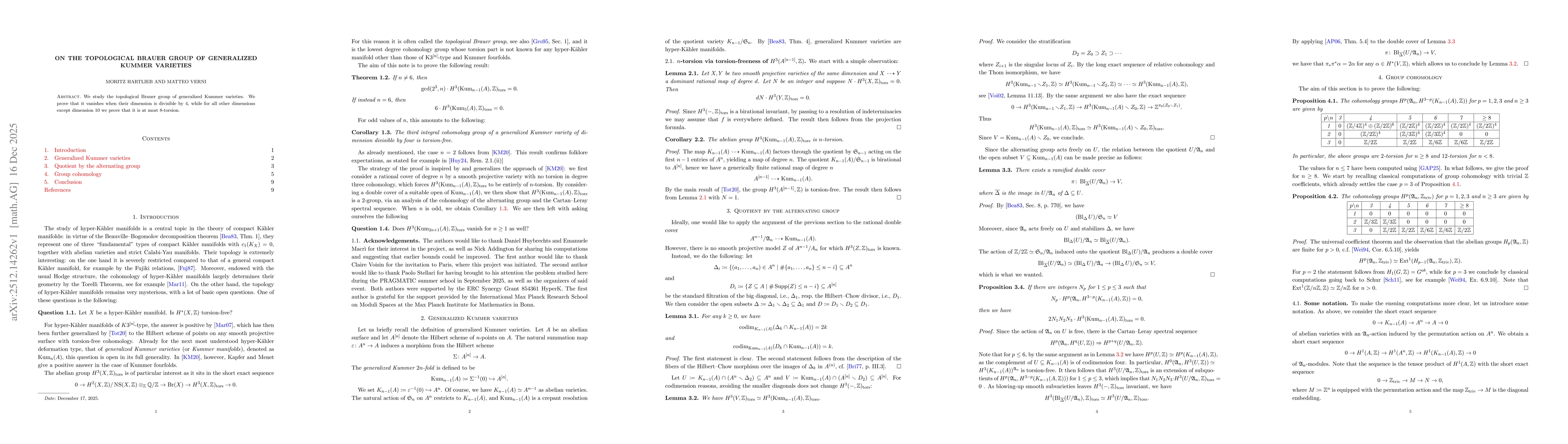 Thumbnail for On the topological Brauer group of generalized Kummer varieties