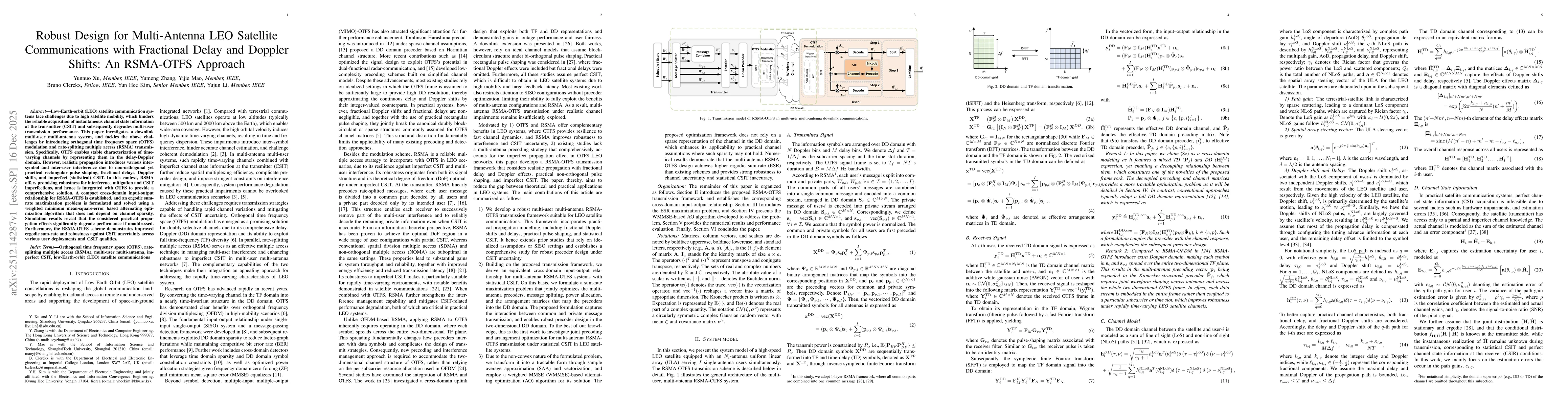 Thumbnail for Robust Design for Multi-Antenna LEO Satellite Communications with Fractional Delay and Doppler Shifts: An RSMA-OTFS Approach