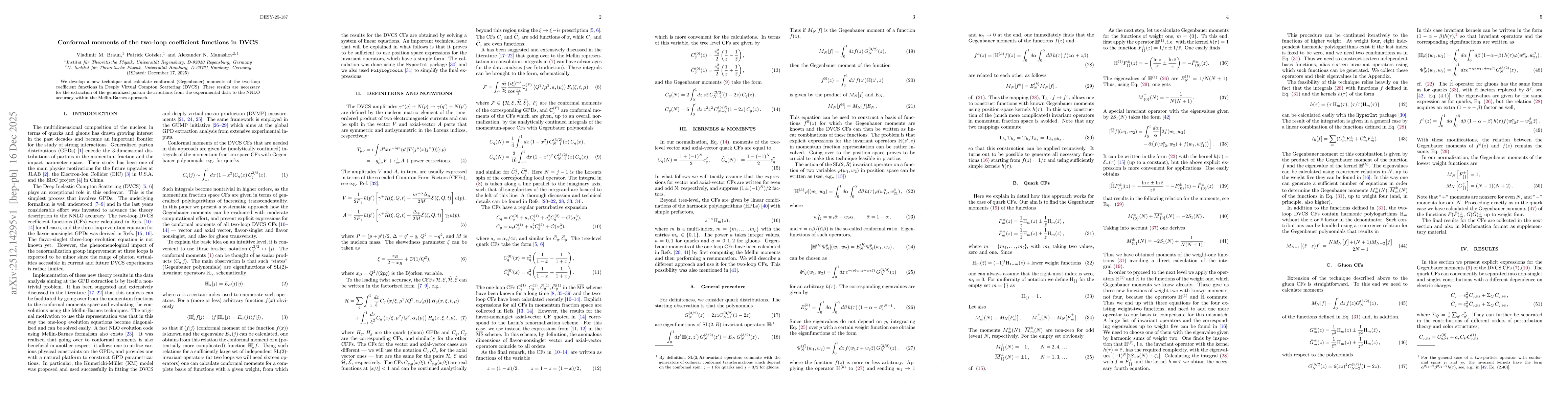 Thumbnail for Conformal moments of the two-loop coefficient functions in DVCS