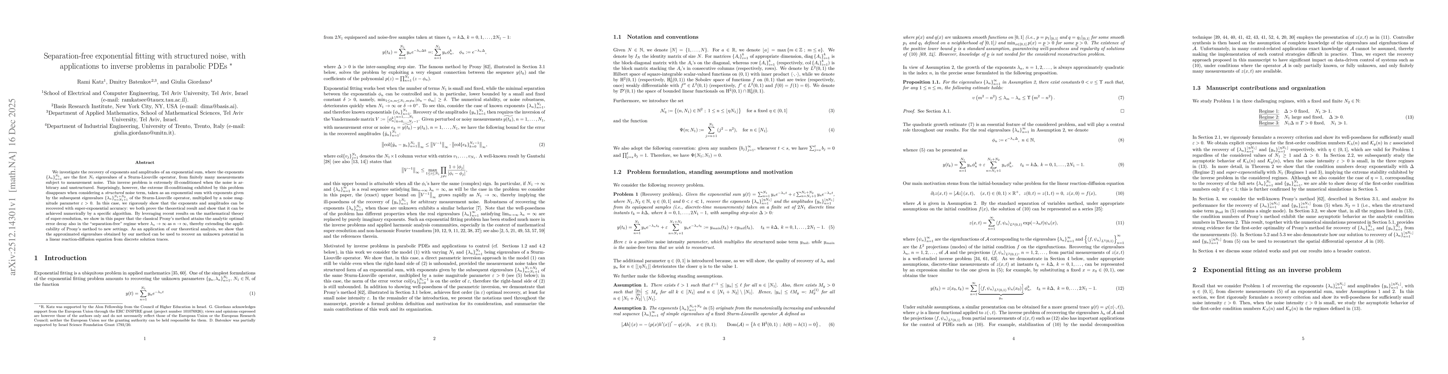 Thumbnail for Separation-free exponential fitting with structured noise, with applications to inverse problems in parabolic PDEs