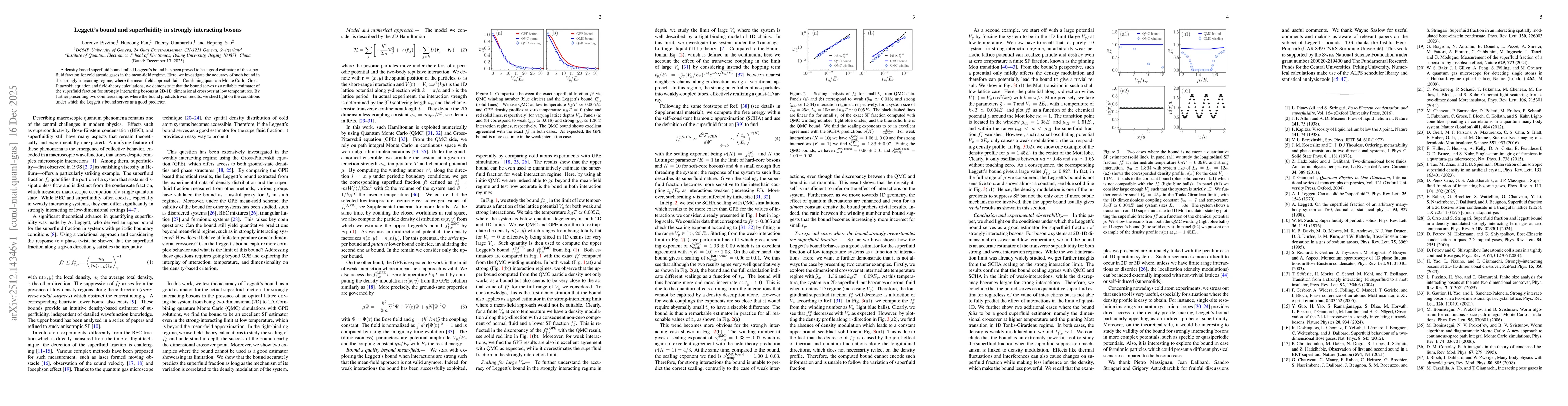 Thumbnail for Leggett's bound and superfluidity in strongly interacting bosons