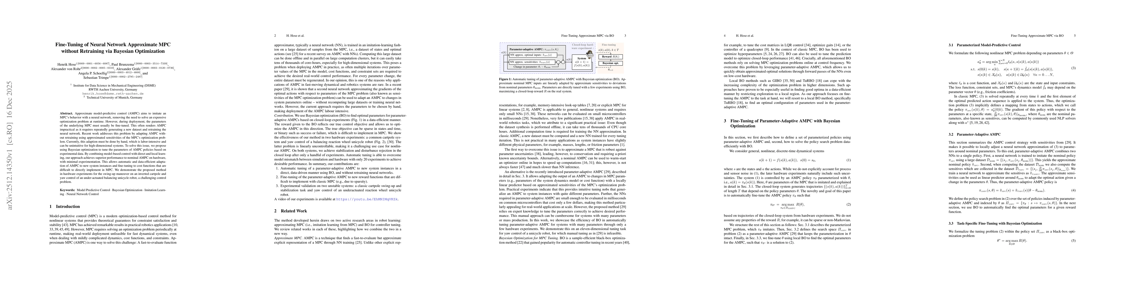 Thumbnail for Fine-Tuning of Neural Network Approximate MPC without Retraining via Bayesian Optimization