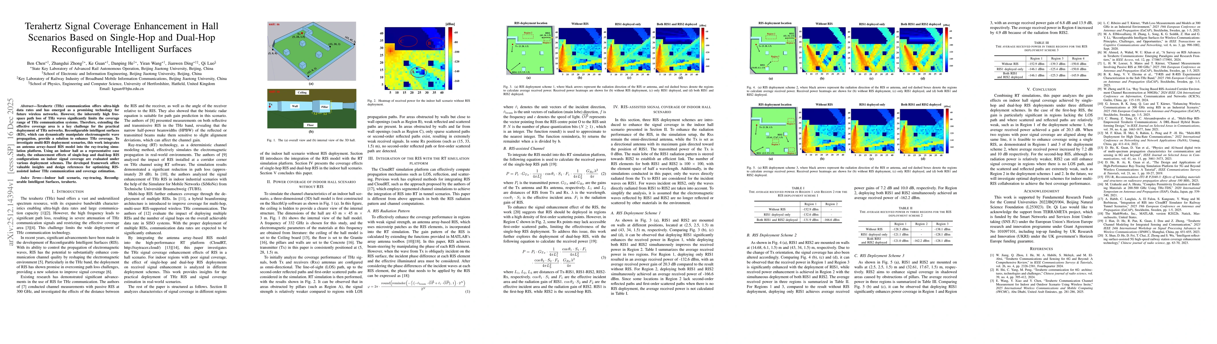 Thumbnail for Terahertz Signal Coverage Enhancement in Hall Scenarios Based on Single-Hop and Dual-Hop Reconfigurable Intelligent Surfaces