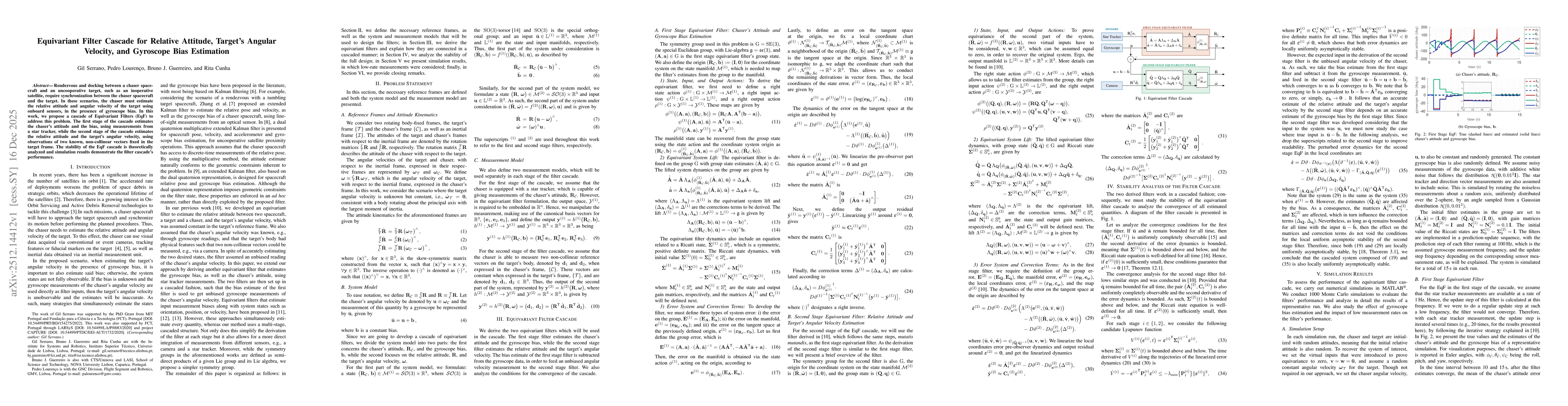Thumbnail for Equivariant Filter Cascade for Relative Attitude, Target's Angular Velocity, and Gyroscope Bias Estimation