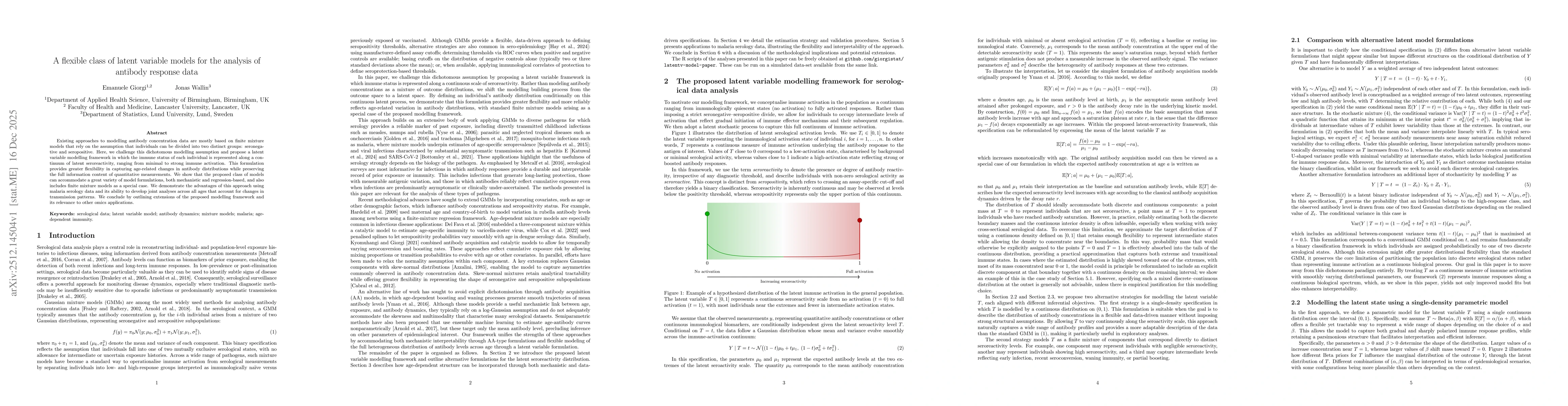 Thumbnail for A flexible class of latent variable models for the analysis of antibody response data