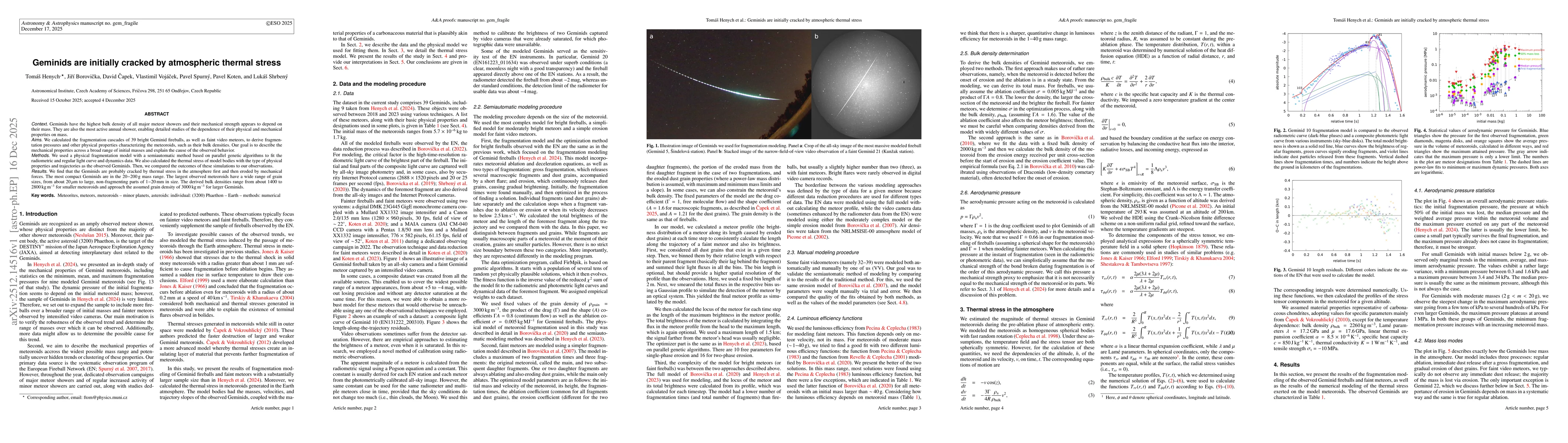 Thumbnail for Geminids are initially cracked by atmospheric thermal stress