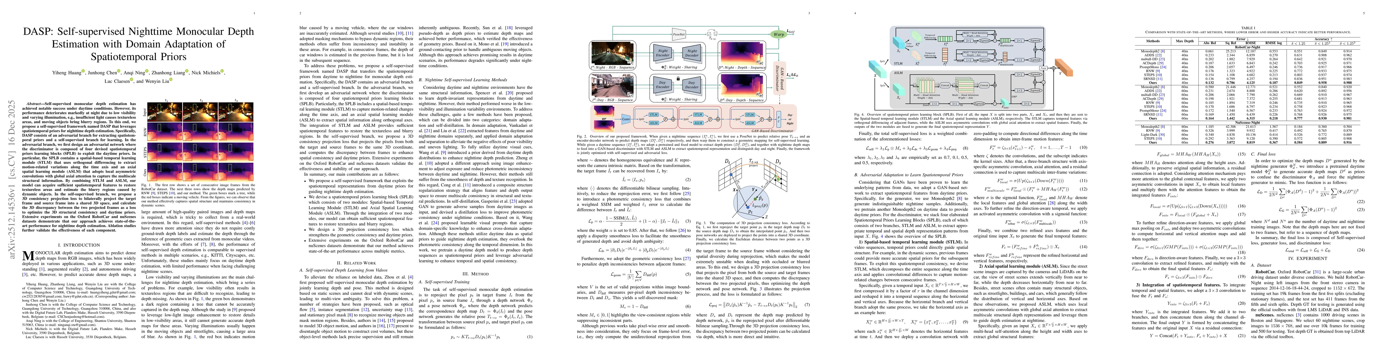 Thumbnail for DASP: Self-supervised Nighttime Monocular Depth Estimation with Domain Adaptation of Spatiotemporal Priors
