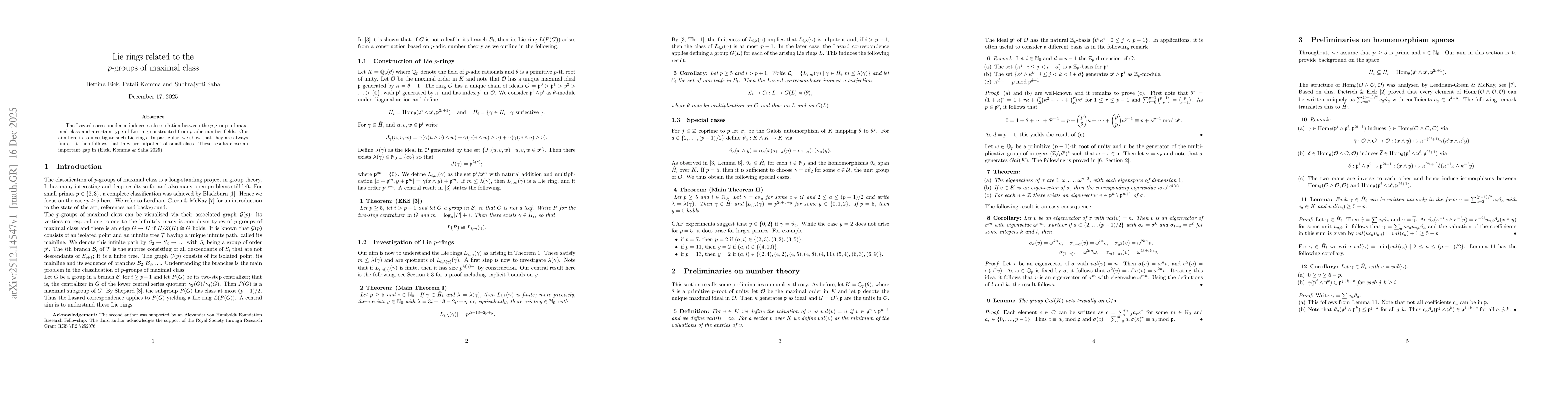 Thumbnail for Lie rings related to the $p$-groups of maximal class